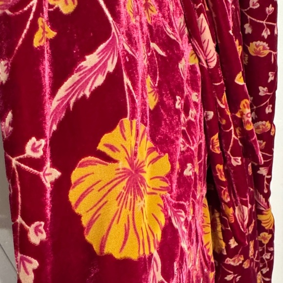 NWOT Nanette Lepore Dark Red/Yellow Burnout Floral Midi Pant Jumpsuit Vintage - Picture 3 of 15